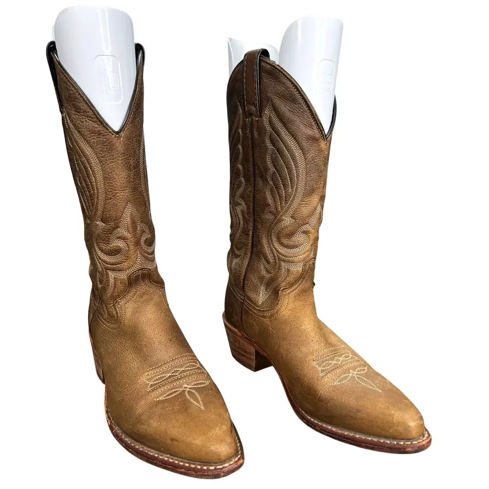 Vintage Abilene Men’s Brown Leather Cowboy Boots Size US 8 D